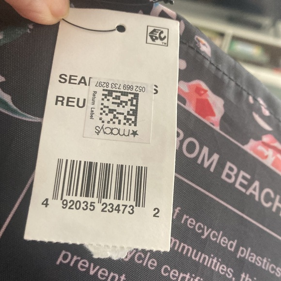 MACYS OCEANCYCLE BEACH TO BAG REUSABLE FOLDABLE TOTE BAG NEW - Picture 13 of 13